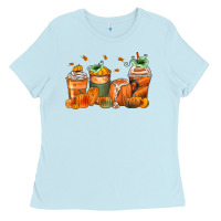 Baby Blue pumpkins coffee cups Ladies Tee - Zillion Design Studio