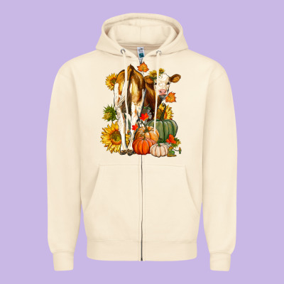 Fall Heifer Zipper Hoodie Designed By Lillyallendesigns