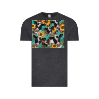 Vintage Black western leopard sunflower black and white  cow Vintage Tee - BarkalooDesign