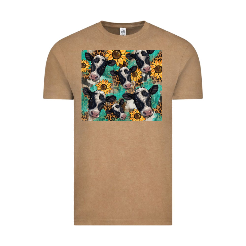 Western Leopard Sunflower Black And White  Cow Vintage Tee by BarkalooDesign | Teevron