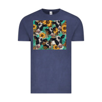 Vintage Denim western leopard sunflower black and white  cow Vintage Tee - BarkalooDesign