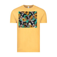 Vintage Mustard western leopard sunflower black and white  cow Vintage Tee - BarkalooDesign