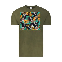 Vintage Olive western leopard sunflower black and white  cow Vintage Tee - BarkalooDesign