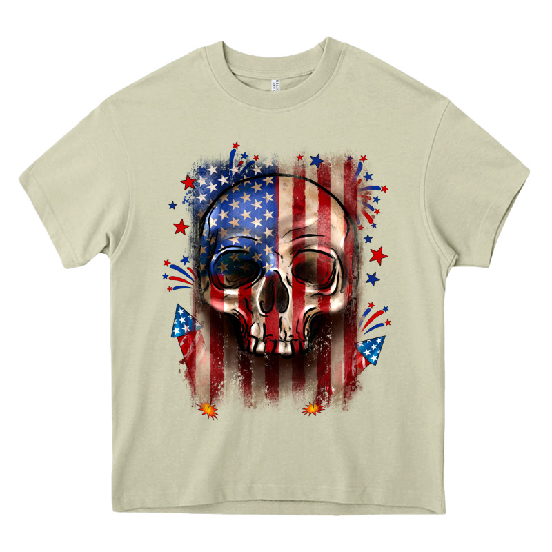 4th Of July Skull American Flag Heavy Core Tee by Neo Western | Teevron