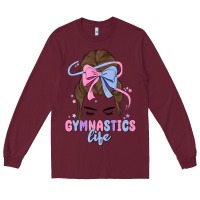 Burgundy gymnastics life Long Sleeve Tee - MaliasSmallBusiness
