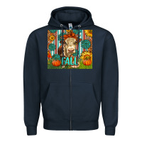 Navy Western Fall Cow Zipper Hoodie - LillyAllenDesigns