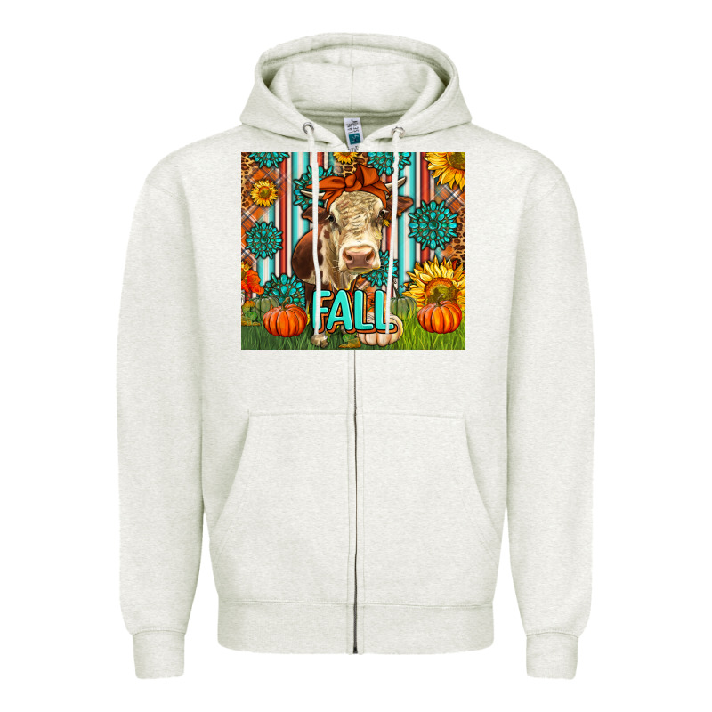 Western Fall Cow Zipper Hoodie by LillyAllenDesigns | Teevron