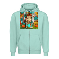 Seafoam Western Fall Cow Zipper Hoodie - LillyAllenDesigns