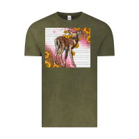Vintage Olive Western Cute Baby Deer Fawn Vintage Tee - LillyAllenDesigns
