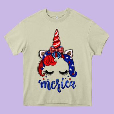 4th Of July Unicorn Heavy Core Tee Designed By Neo Western