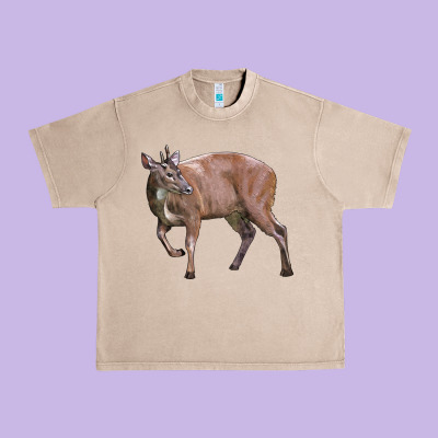 Red Brocket Buck Deer Urban Heavy Tee Designed By Lillyallendesigns