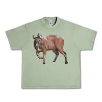 Oil Green Red Brocket Buck Deer Urban Heavy Tee - LillyAllenDesigns