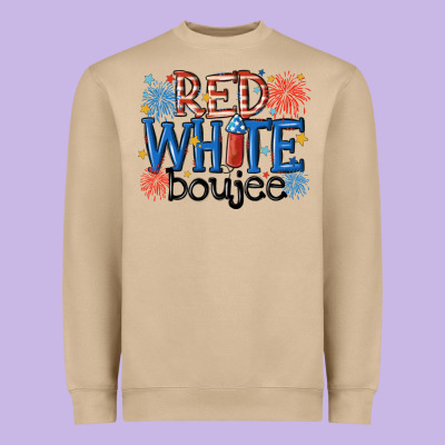 Red White Boujee Heavyweight Sweatshirt Designed By Maliassmallbusiness