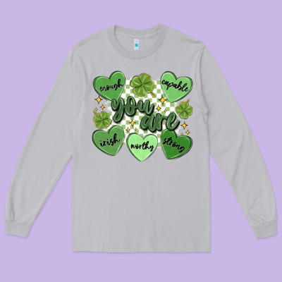 St. Patrick's Day Positive Affirmations Long Sleeve Tee Designed By Maliassmallbusiness