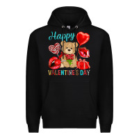 Black happy valentines day Valentine's Day Premium Hoodie - HowdyJamesFarm