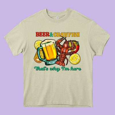 Beer&crawfish That's Why I'm Here Heavy Core Tee Designed By Fadigitalartstudio