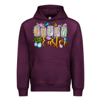 Mauve Wine Happy Easter Urban Hoodie - OliviaCreatesArt