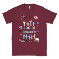 Burgundy social worker Classic Tee - MaliasSmallBusiness