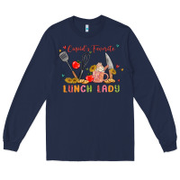 Navy cupids favorite lunch lady Long Sleeve Tee - MaliasSmallBusiness