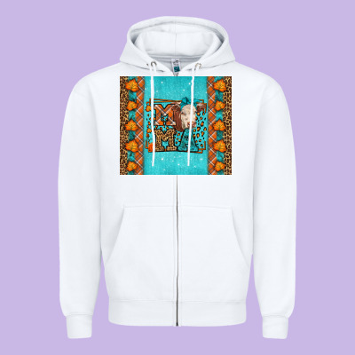 Western Fall Cow Mama Zipper Hoodie Designed By Lillyallendesigns