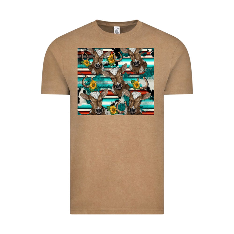 Western Horseshoe Sunflower Brown Cow Vintage Tee by BarkalooDesign | Teevron