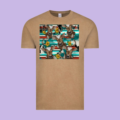 Western Horseshoe Sunflower Brown Cow Vintage Tee Designed By Barkaloodesign