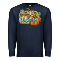 Navy Thankful Premium Sweatshirt - texasbilliewilder