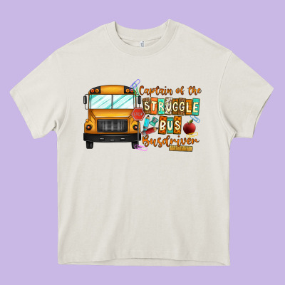 Captain Of Struggle Bus Busdriver Heavy Core Tee Designed By Cowhidedigitalart