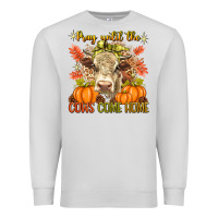 Dove Grey Pray Till The Cows Come Home Premium Sweatshirt - texasbilliewilder