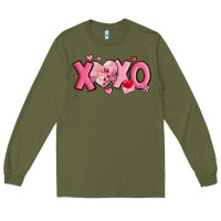 Army Green xoxo disco heart valentine's day Long Sleeve Tee - MaliasSmallBusiness