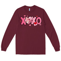 Burgundy xoxo disco heart valentine's day Long Sleeve Tee - MaliasSmallBusiness