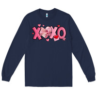 Navy xoxo disco heart valentine's day Long Sleeve Tee - MaliasSmallBusiness