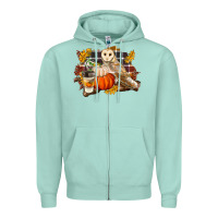 Seafoam Fall Barn Owl Zipper Hoodie - LillyAllenDesigns
