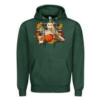 Sports Green Fall Barn Owl Zipper Hoodie - LillyAllenDesigns