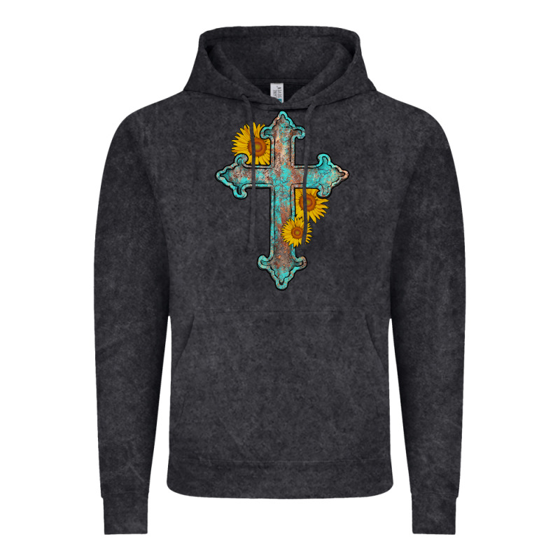 Turquoise Sunflower Cross Vintage Hoodie by AdoDesignShop | Teevron