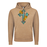 Vintage Coffee turquoise sunflower cross Vintage Hoodie - AdoDesignShop