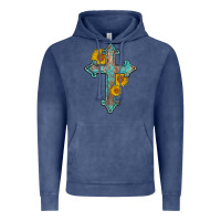 Vintage Denim turquoise sunflower cross Vintage Hoodie - AdoDesignShop
