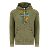 Vintage Olive turquoise sunflower cross Vintage Hoodie - AdoDesignShop