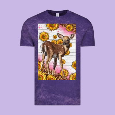 Western Cute Baby Deer Fawn Vintage Tee Designed By Lillyallendesigns