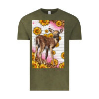 Vintage Olive Western Cute Baby Deer Fawn Vintage Tee - LillyAllenDesigns