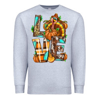 Heather Grey Love Turkey Thanksgiving Premium Sweatshirt - texasbilliewilder