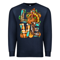 Navy Love Turkey Thanksgiving Premium Sweatshirt - texasbilliewilder
