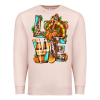 Pale Pink Love Turkey Thanksgiving Premium Sweatshirt - texasbilliewilder