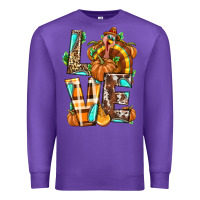 Purple Love Turkey Thanksgiving Premium Sweatshirt - texasbilliewilder