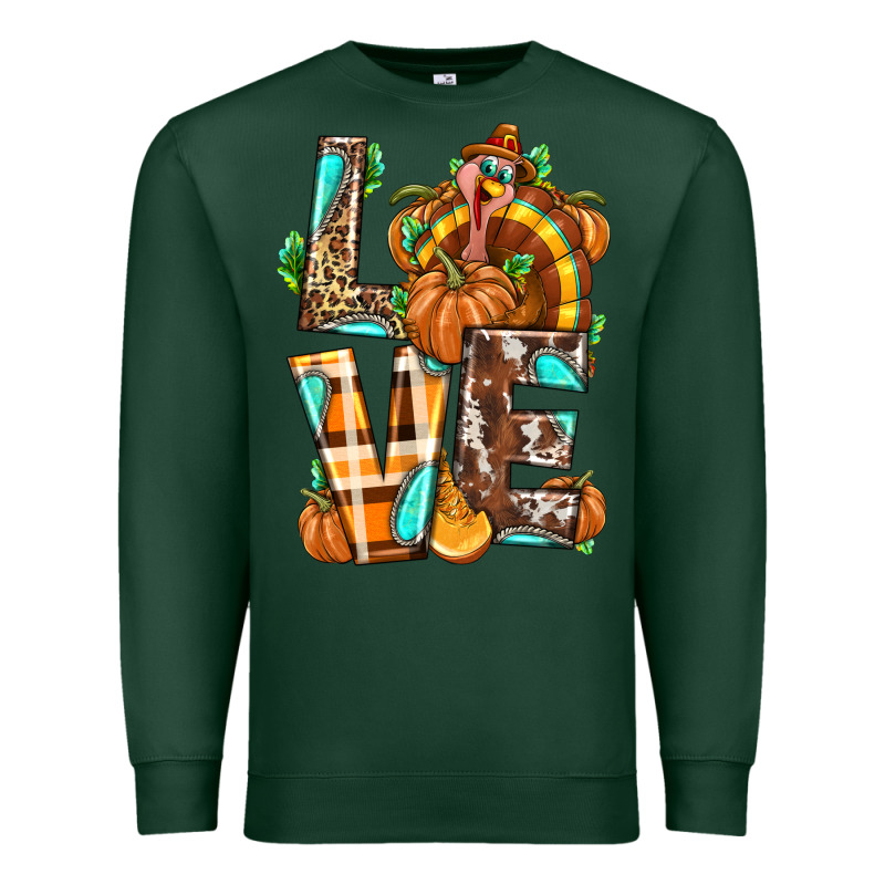 Love Turkey Thanksgiving Premium Sweatshirt by texasbilliewilder | Teevron