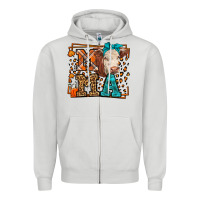 Dove Grey Western Fall Cow Mama Zipper Hoodie - LillyAllenDesigns