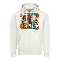 Oatmeal Heather Western Fall Cow Mama Zipper Hoodie - LillyAllenDesigns