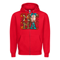 Red Western Fall Cow Mama Zipper Hoodie - LillyAllenDesigns