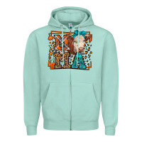 Seafoam Western Fall Cow Mama Zipper Hoodie - LillyAllenDesigns