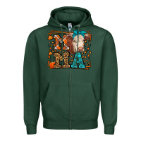 Sports Green Western Fall Cow Mama Zipper Hoodie - LillyAllenDesigns